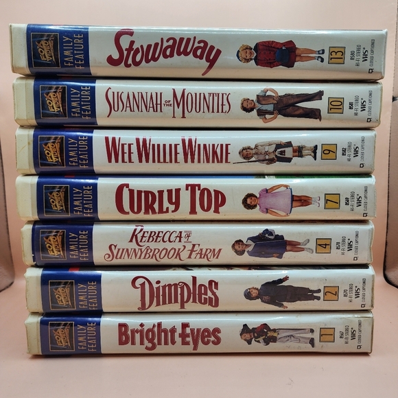 7 Shirley Temple in Color VHS Tapes Lot Clam Shells Bright Eyes Curly Top - Picture 1 of 4